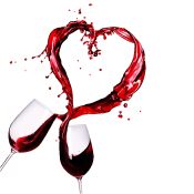 Dos copas de vino formando el corazón bonito